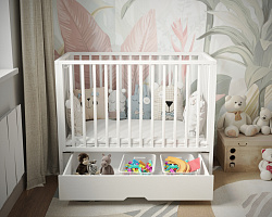 Детская кровать 120*60 "Incanto HOLLIE" м/универс. с ящиком, белый