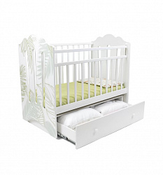 Детская кровать 120*60 "Sweet Baby"  Cristallina маятник с ящиком, Белый