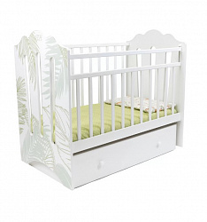 Детская кровать 120*60 "Sweet Baby"  Cristallina маятник с ящиком, Белый